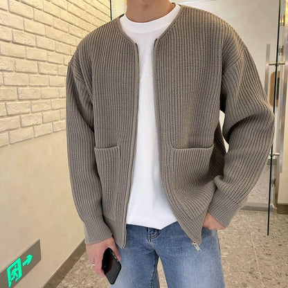 Fashion Trendy Ins Trendy Knitted Cardigan Men's Sweater