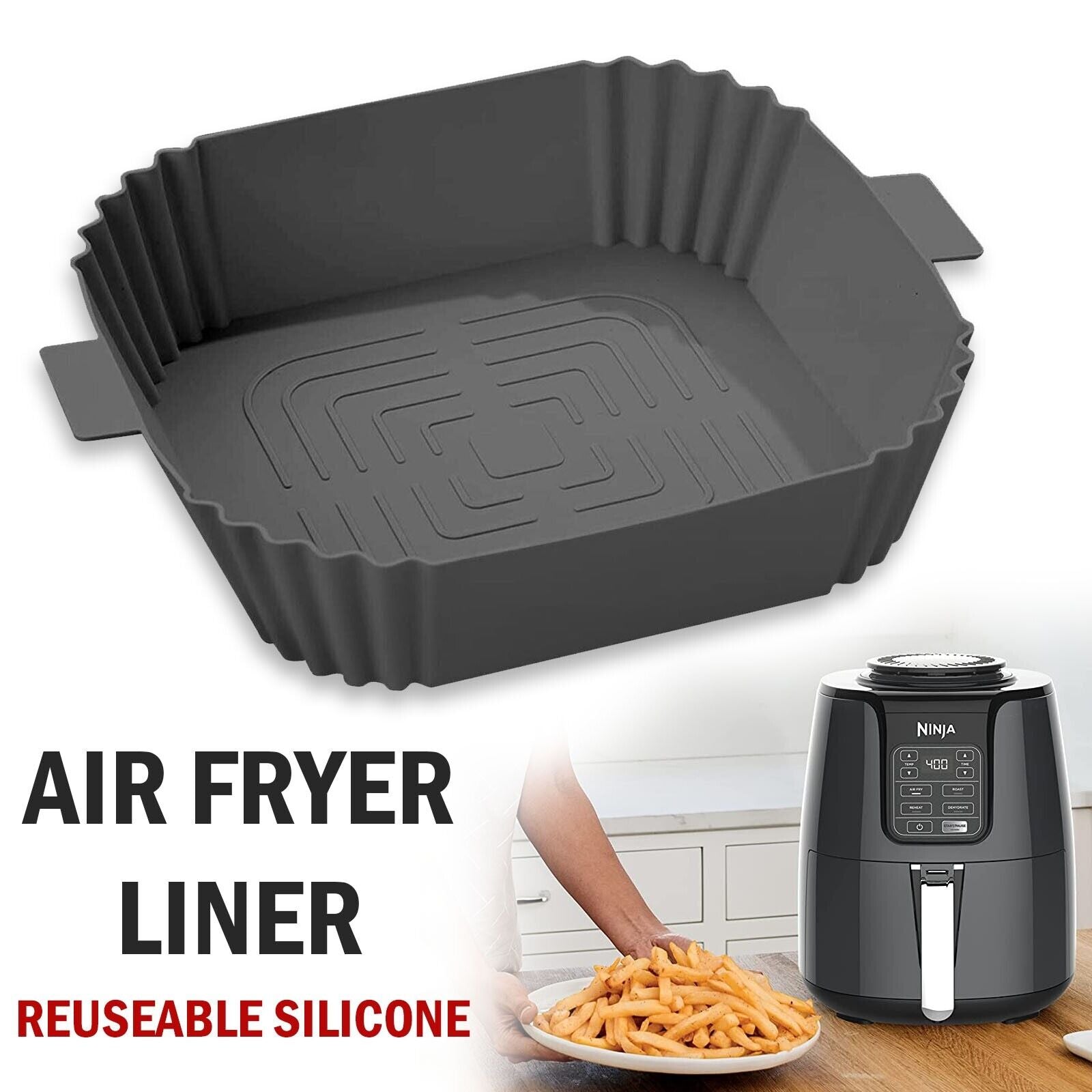 Air Fryer Silicone Pot Basket Liners Non-Stick Safe Oven Baking Tray Accessories Image