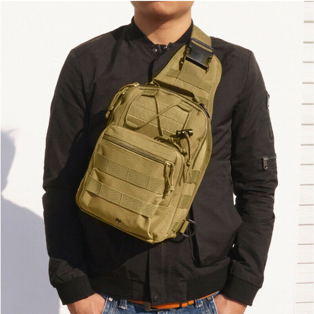 Mens Backpack Waterproof Tactical Sling Chest Pack Shoulder Bag Outdoor Hiking Image