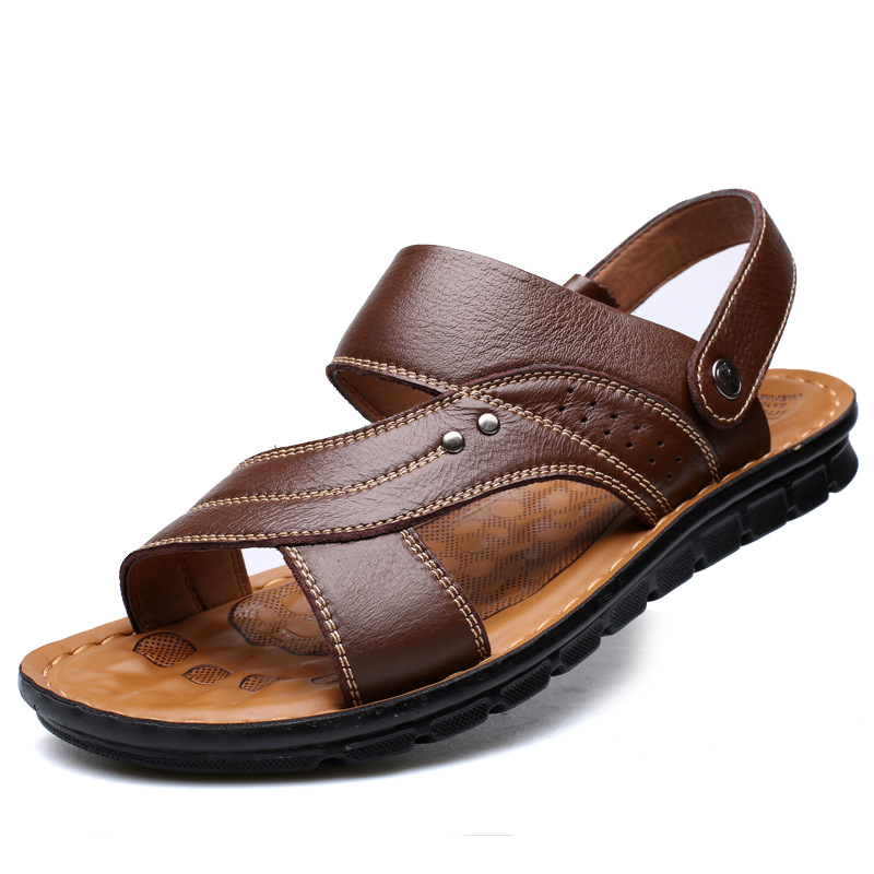 Men Sandals Summer Beach Shoes Adjustable Back Strap Design Slippers Slides Image