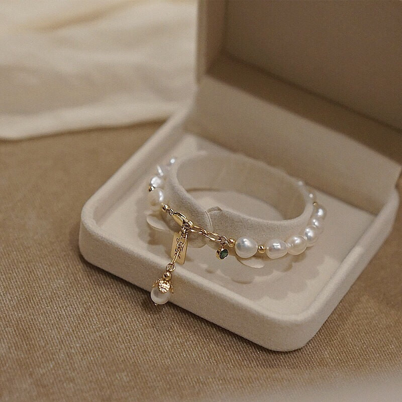 Natural Zircon Pearl Bracelet Luxury Jewelry Image