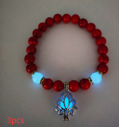 Energy Luminous Lotus Natural Stone Bracelet Yoga Healing Luminous Glow In The Dark Charm Beads Bracelet For Men Women Prayer Buddhism Image