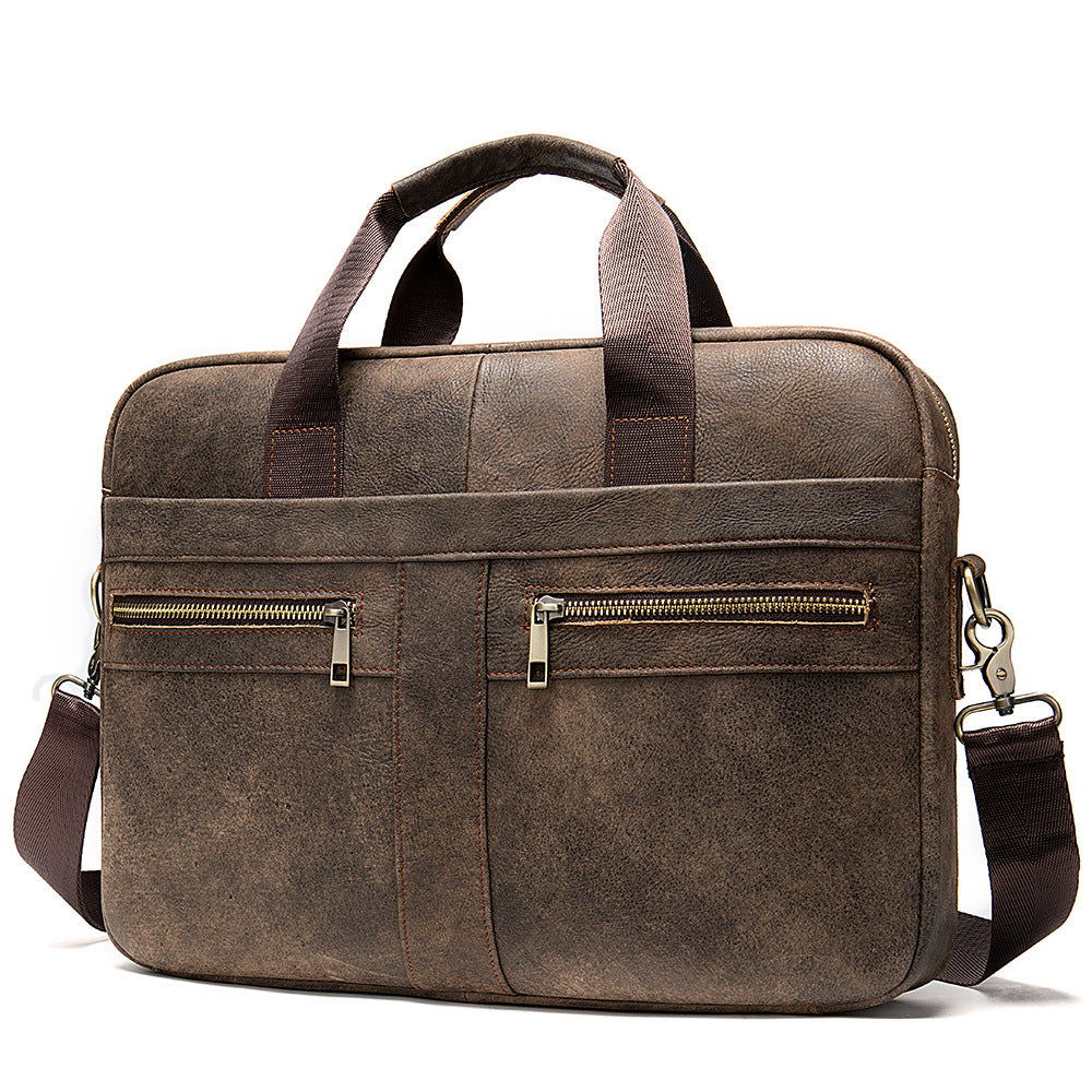 Men's Leather Briefcase Business Men's Bag First Layer Cowhide Portable Image