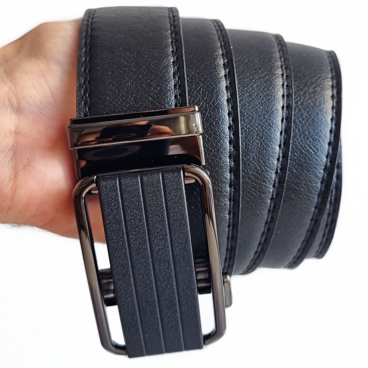 Men's Ratchet Belt Leather Mens Belt With Slide Buckle Ratchet Belts For Men USA Image