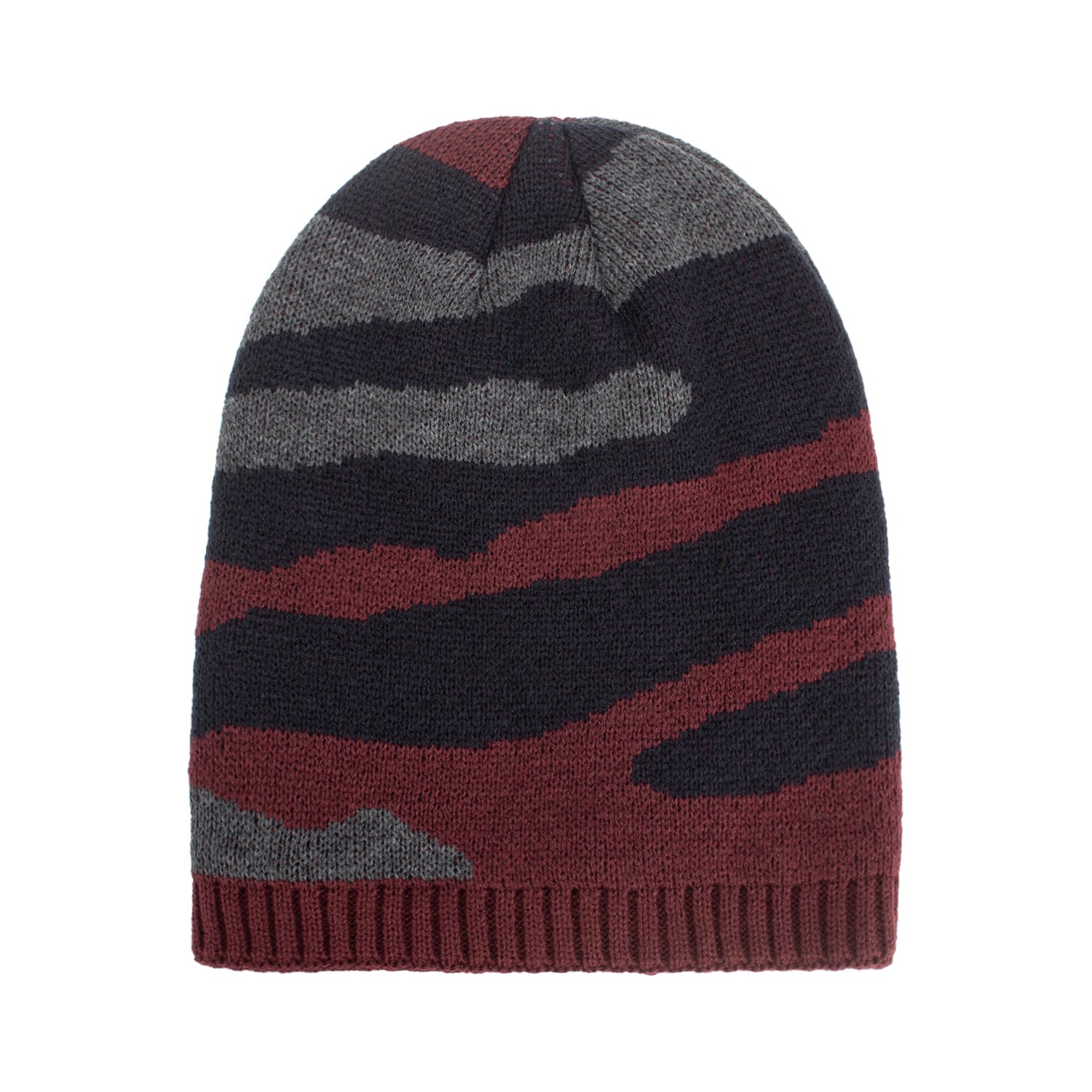 New Tricolor Striped Long Pullover Knit Beanie Image