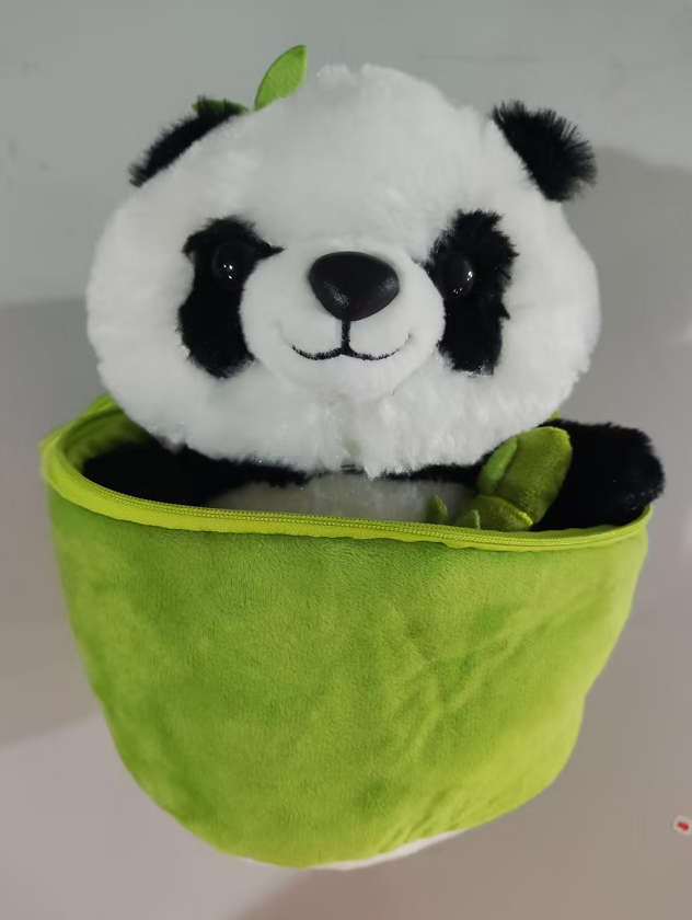 Simulated Bamboo Tube Flower Panda Pillow Image