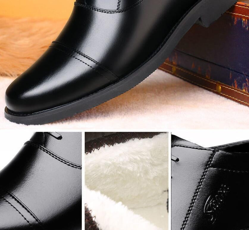 Winter Real Leather With Fleece Lining Men's Cotton Shoes Image