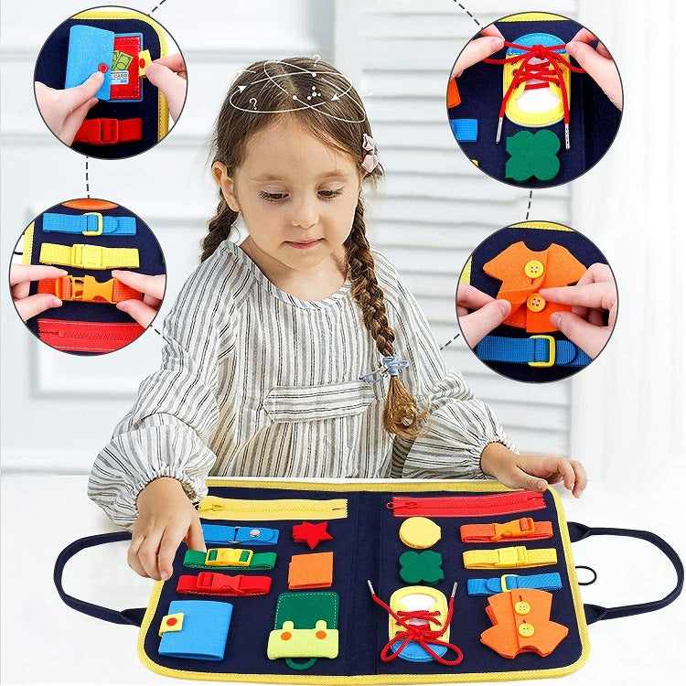 New Busy Book Children's Busy Board Dressing And Buttoning Learning Baby Early Education Preschool Sensory Learning Toy Image