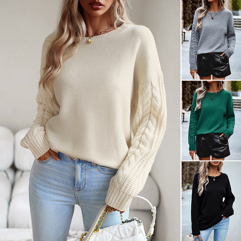 Women's Fashionable Simple Round Neck Sweater Image