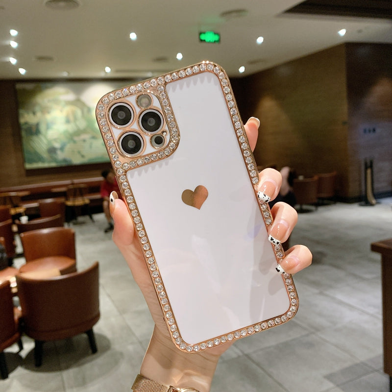 Phone Case Accessories Love Crystal Diamond Edge Electroplating Protective Cover Image