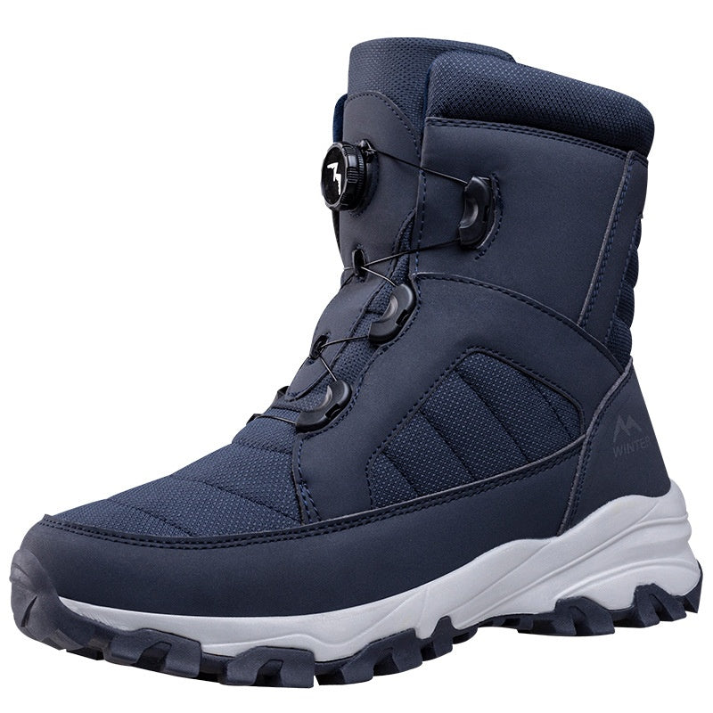 Men's Button Snow Boots Fleece-lined Thickened Women Image