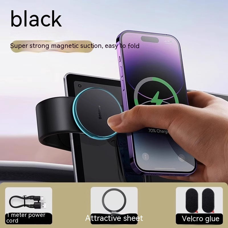 Magnetic Bendable Car Mobile Phone Holder Wireless Charger Phone Holder 15W Car Dash Mount Compatible With Phone Image