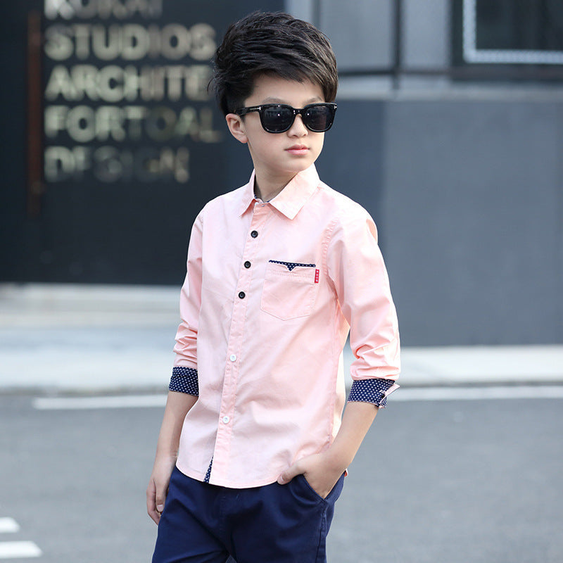 Student Spring And Autumn Trendy Fan Lapel Polka Dot Shirt Image