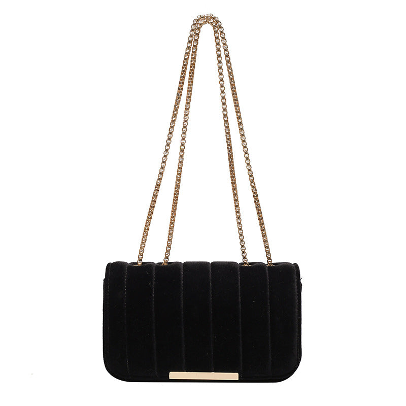 One Shoulder Velvet Chain Crossbody Bag