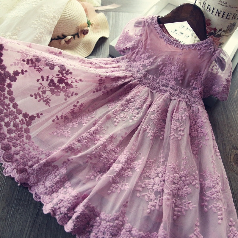 Autumn And Winter Explosions Hollow Children's Skirt Lace Long-sleeved Girls White Princess Dress Irregular Dress Image