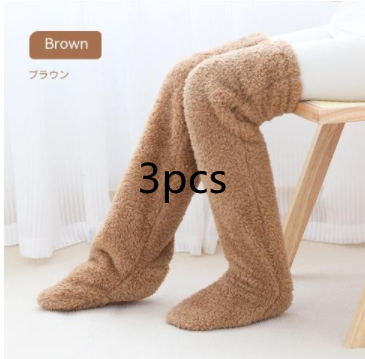 Over Knee High Fuzzy Long Socks Winter Warm Cold Leg Knee Joint Cold-proof Stockings Home Floor Sleeping Socks Image