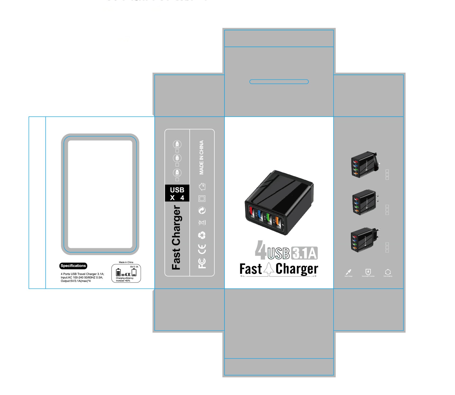 USB Charger Quick Charge 3.0 4 Phone Adapter For Tablet Portable Wall Mobile Charger Fast Charger Image