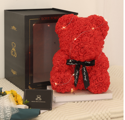 Valentine's Day Gift Rose Bear Eternal Flower Rose Teddy Bear PE Foam Bear 25cm Valentines Day Image