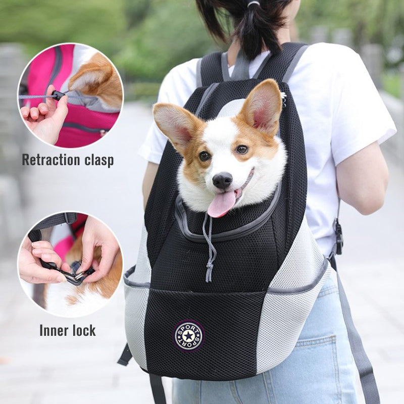 Pet Dog Carrier Carrier For Dogs Backpack Out Double Shoulder Portable Travel Outdoor Carrier Bag Mesh Image