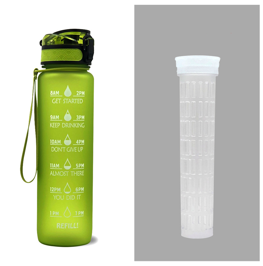 1L Tritan Water Bottle With Time Marker Bounce Cover Motivational Water Bottle Cycling Leakproof Cup For Sports Fitness Bottles Image