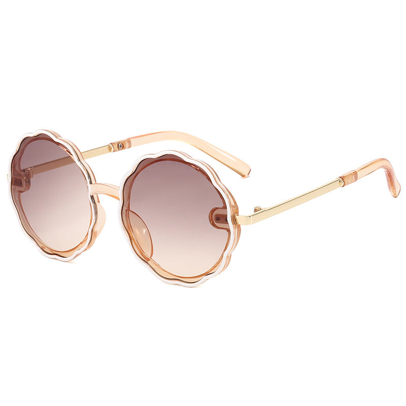 Kids Wave Frame Vintage Round Frame Sunglasses Image