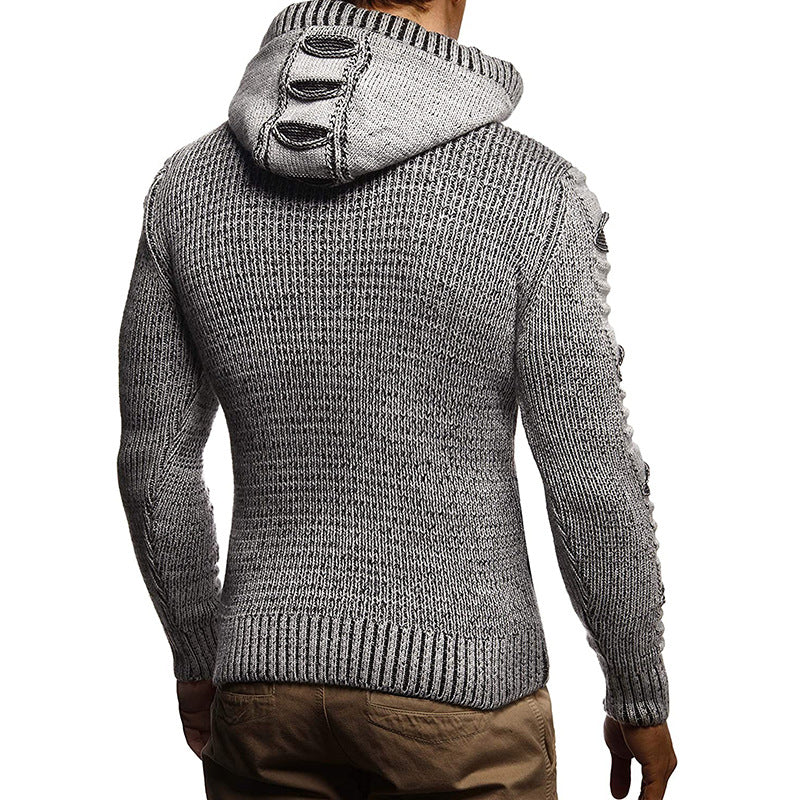 Sweater Men's Hooded Knitted Cardigan Jacket Image