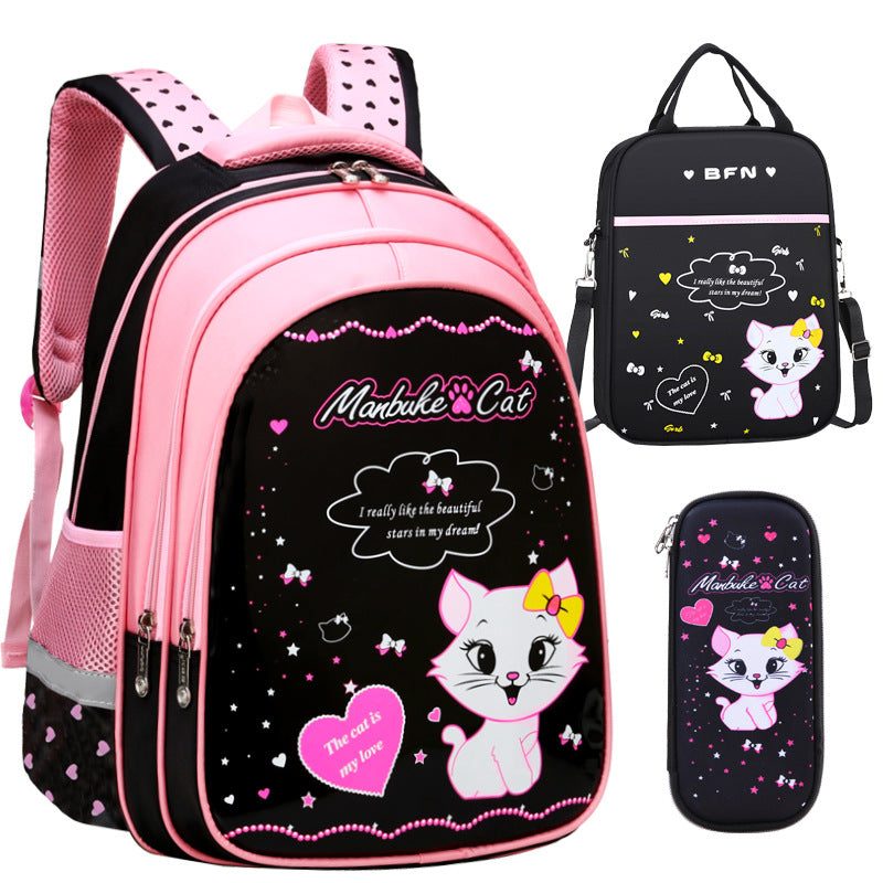 Kids School Cute Cat Print Backpack Image