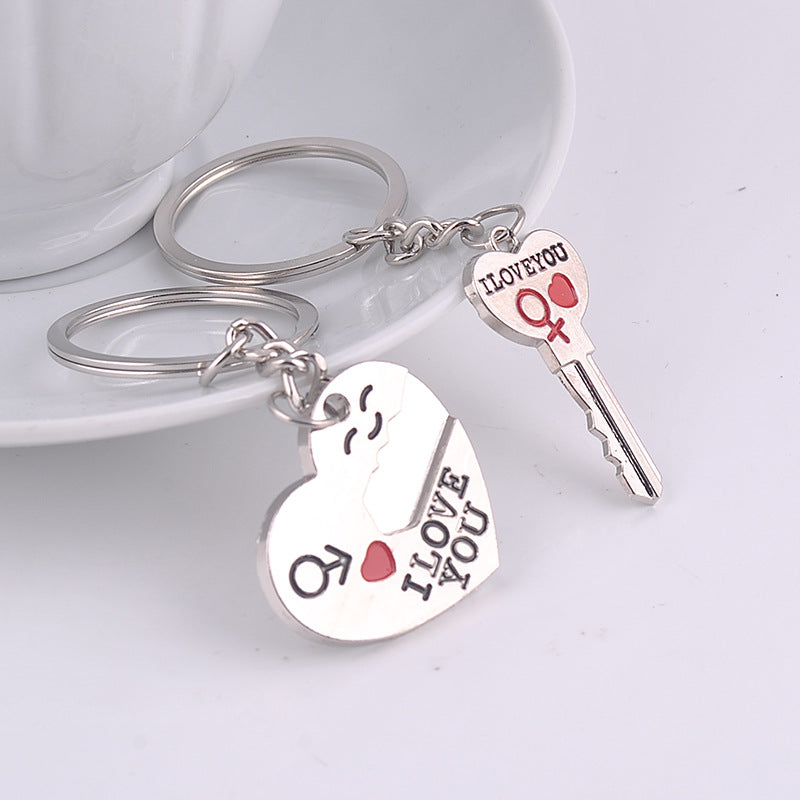 Heart-shaped Keychain English Secret Love Keychain Couple Keychain Image