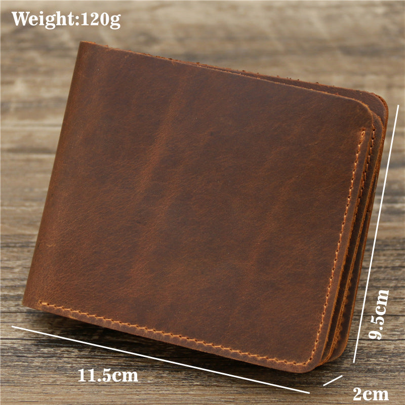 Men's Wallet Leather Wallet Retro Rough Tri-fold First Layer Cowhide Image