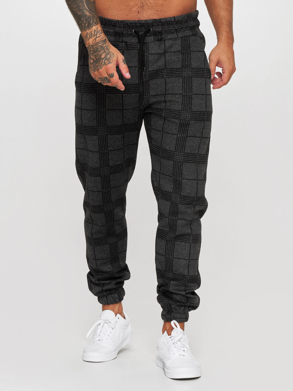 Checkered 3D Digital Print Casual Pants