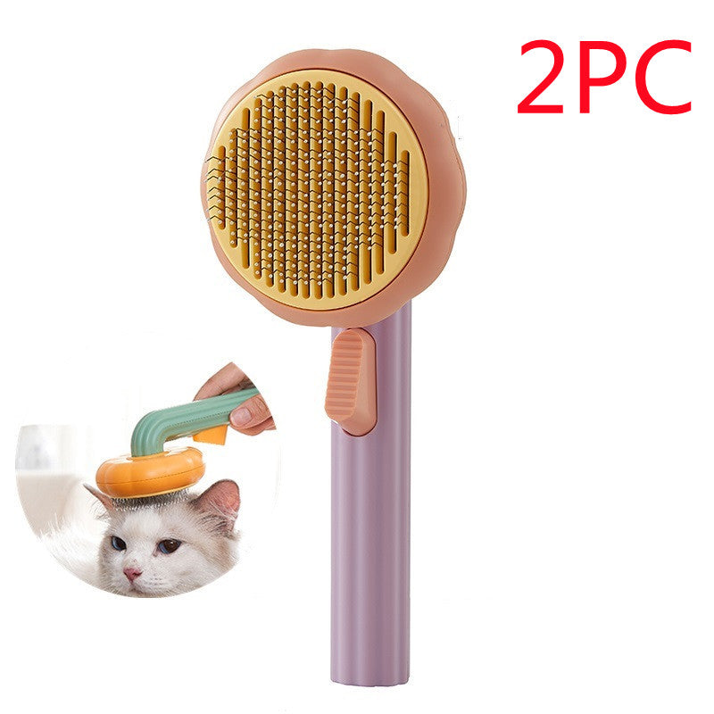 New Pet Cat Brush Hot Selling Hand-held Steel Wire Self-cleaning Comb Looper For Hair Removal Image