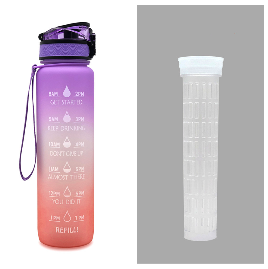 1L Tritan Water Bottle With Time Marker Bounce Cover Motivational Water Bottle Cycling Leakproof Cup For Sports Fitness Bottles Image