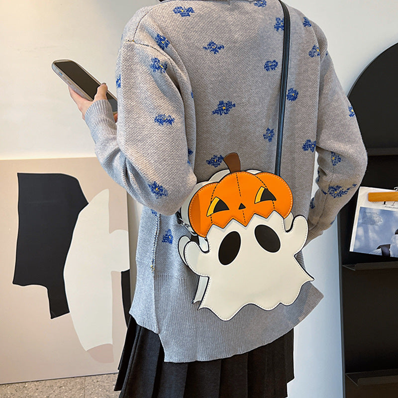 Halloween Shouder Bags Creative 3D Cartoon Pumpkin Ghost Design Cute Bags Women Cell Phone Purses Novelty Personalized Candy Crossbody Bags Image