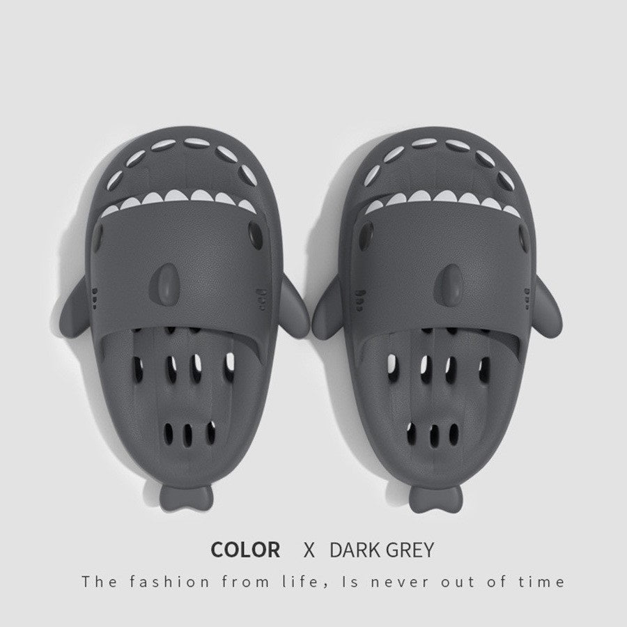 Shark Slippers With Drain Holes Shower Shoes For Women Quick Drying Eva Pool Shark Slides Beach Sandals With Drain Holes Image