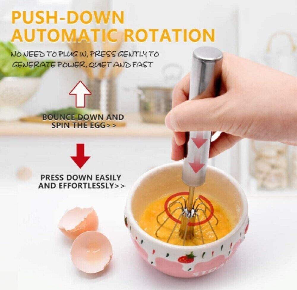 Semi-Automatic Egg Whisk Hand Push Egg Beater Stainless Steel Blender Mixer Whis Image