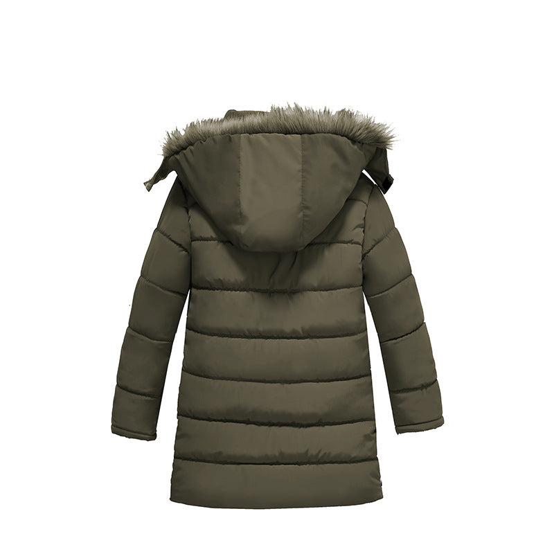 Boys Large Fur Collar Padded Warm Cotton Jacket Image