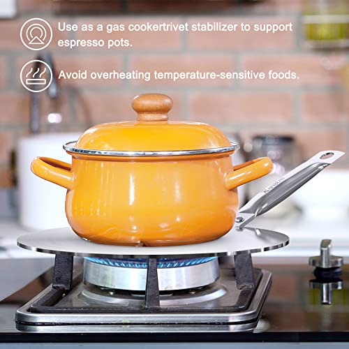 Heat Diffuser Simmer Ring Plate, Stainless Steel With Stainless Handle, Induction Adapter Plate For Gas Stove Glass Cooktop Converter, Flame Guard Induction Hob Pans, 7.5Inch & 8Inch & 9.25 Inch Image