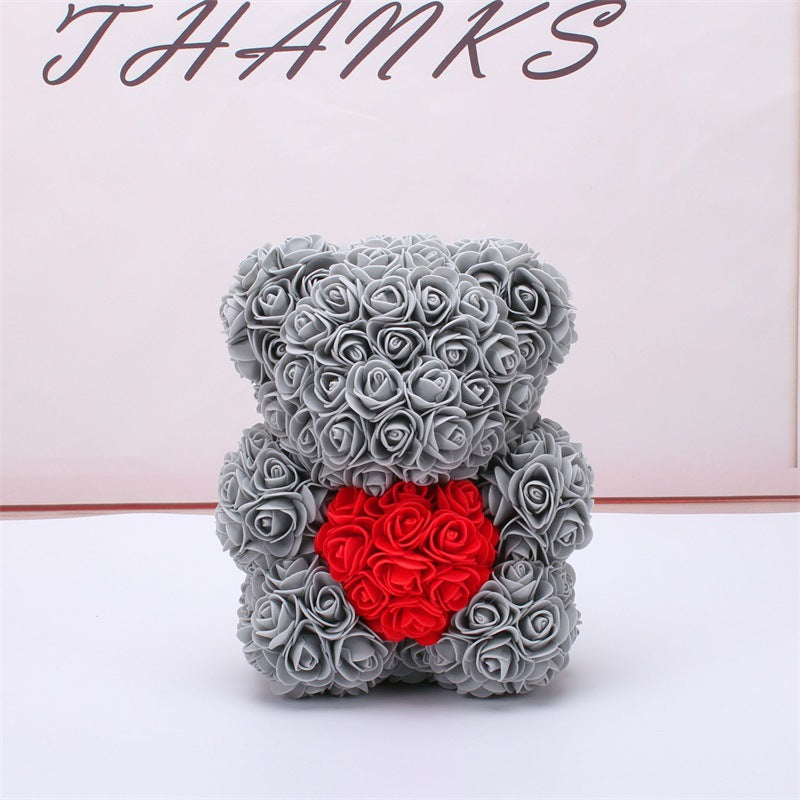 Valentine's Day Gift Rose Bear Eternal Flower Rose Teddy Bear PE Foam Bear 25cm Valentines Day Image