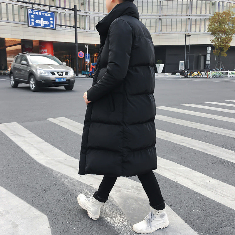 Long Cotton-padded Jacket With Stand-up Collar Over-knee Image