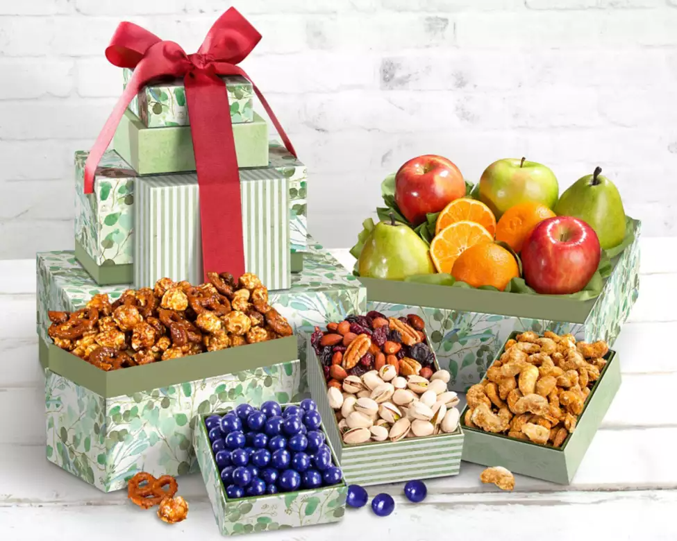 Gourmet Fruit and Nut Collection Gift Tower